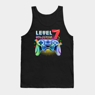 Level 7 Unlocked Video Game 7th Birthday Gamer Boys Tank Top